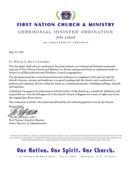 Marriage Officiant and Wedding Ceremony Minister Ordination - Minister