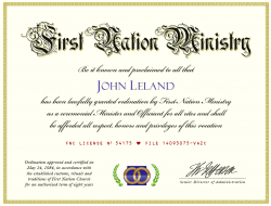 Wedding Minister Ordination Certificate (Image)
